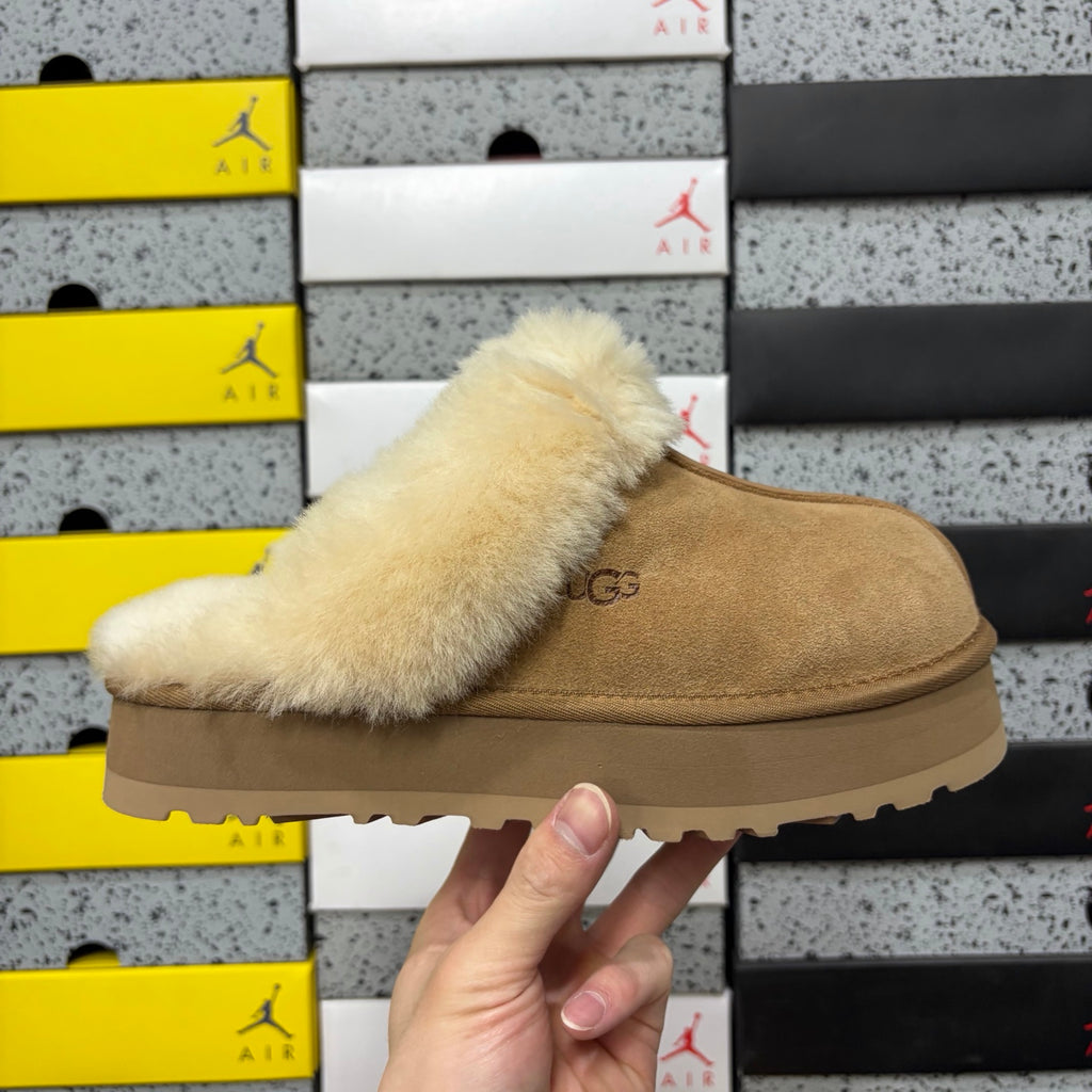 UGG Disquette Platform Mule Slippers – Chestnut | Style 1122550 | Sizes 35–40