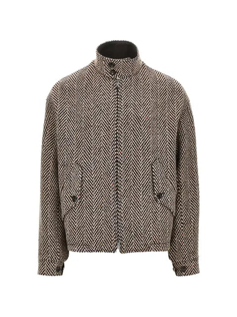 Emporio Armani chevron-pattern high-neck jacket