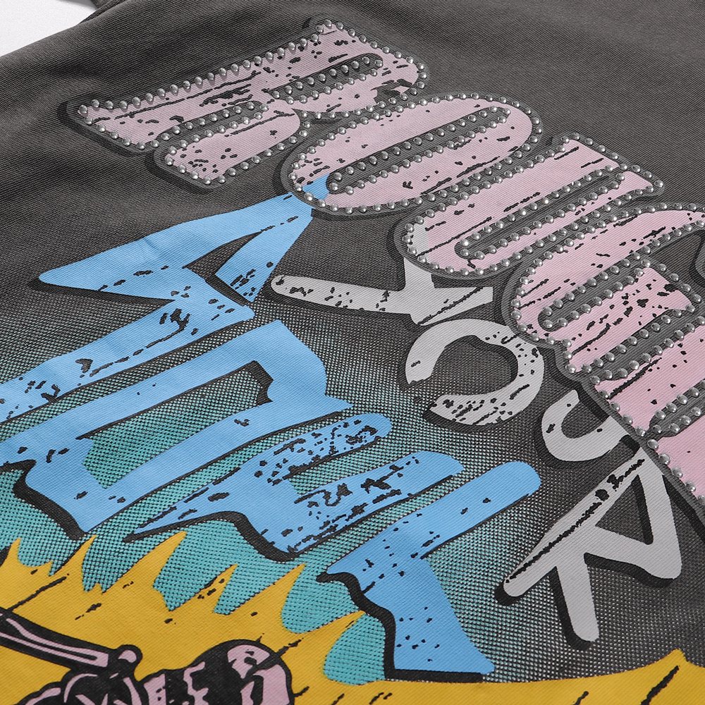 Rough Play Colorful Tour Skeleton Graphic T-Shirt