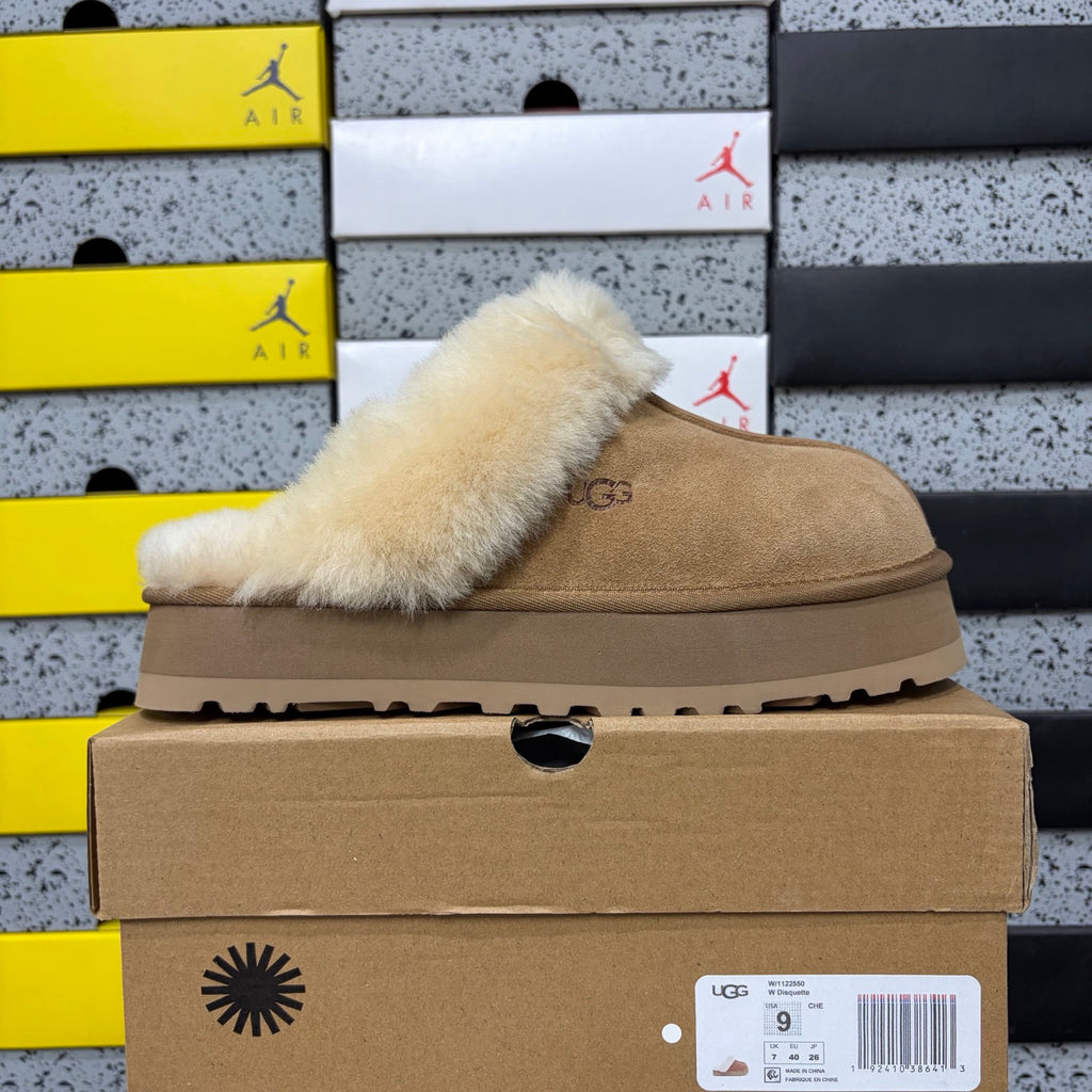 UGG Disquette Platform Mule Slippers – Chestnut | Style 1122550 | Sizes 35–40